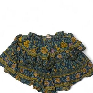 Sea Lustre Blue‎ and yellow floral ruffle skirt - m/L